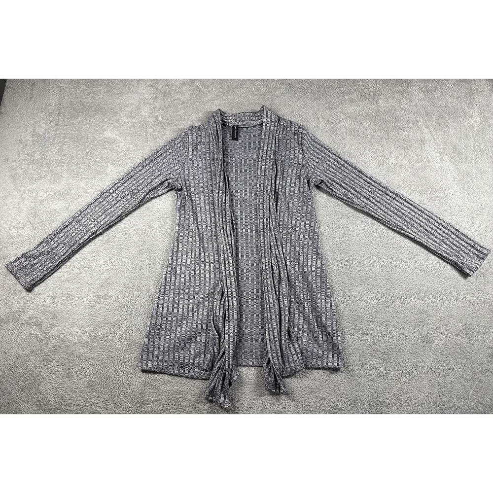 JM Fleurette Women's Open-Front Marled Rib-Knit Cardigan Sweater Gray Size M‎